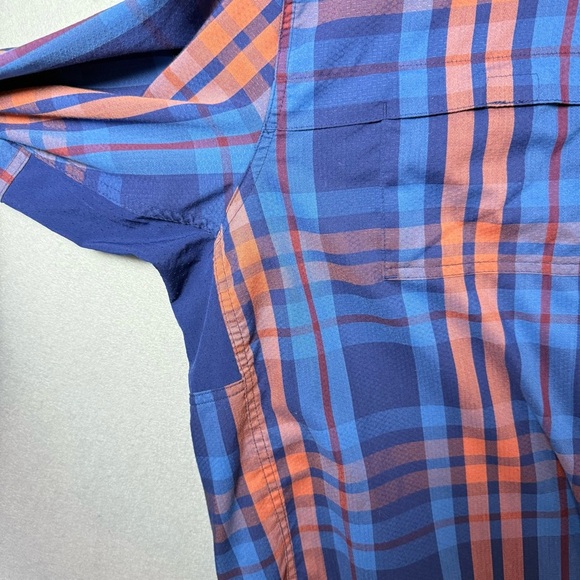 Magellan Outdoors Men Vented Fishing Shirt Classic Fit Blue Orange Plaid 2XL - Picture 9 of 14